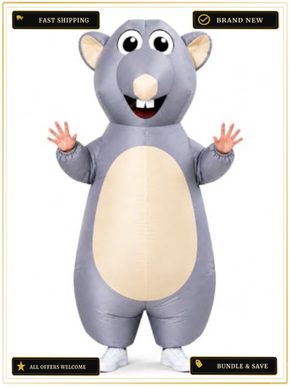 Adult Inflatable Mouse Costume Blow Up Suit Halloween Party